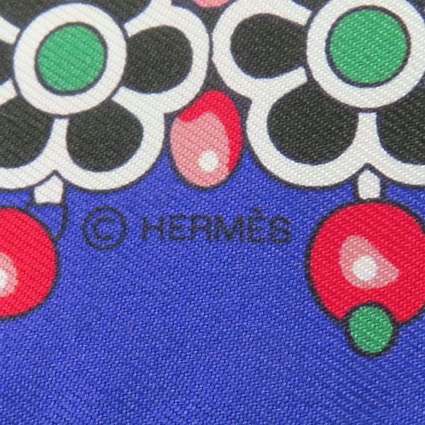 エルメス HERMES スカーフ ツイリー シルク ボルドー×ブルー×マルチ
