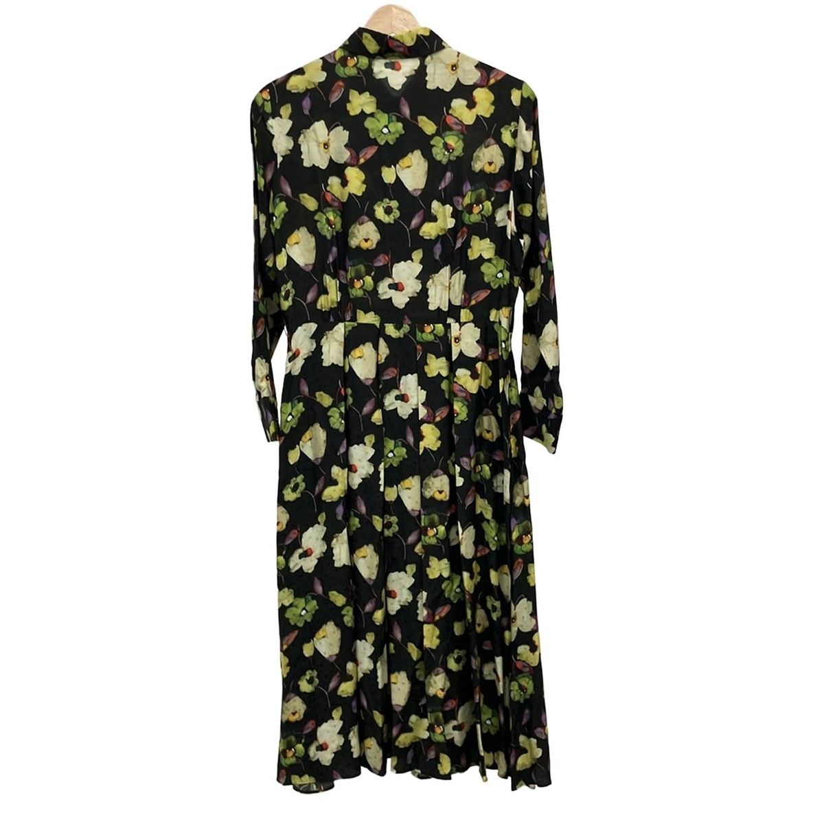 ANAYI 花柄 長袖 ワンピース サイズ38 ANAYI(アナイ) ワンピース サイズ38 M レディース美品 - 黒×イエロー