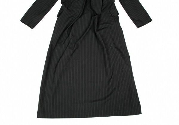 ストライプジャケットデザインワンピース 黒グレーS位