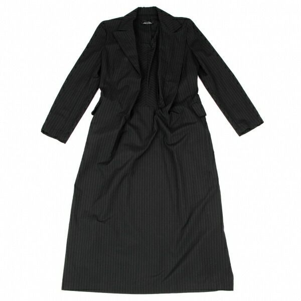 トリココムデギャルソンtricot COMME des GARCONS ストライプジャケットデザインワンピース 黒グレーS位