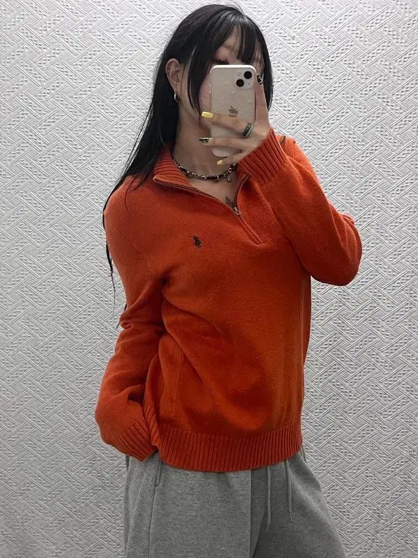 ポロ ラルフローレン Y2K 90's オレンジ ハーフジップ ニット S C07486