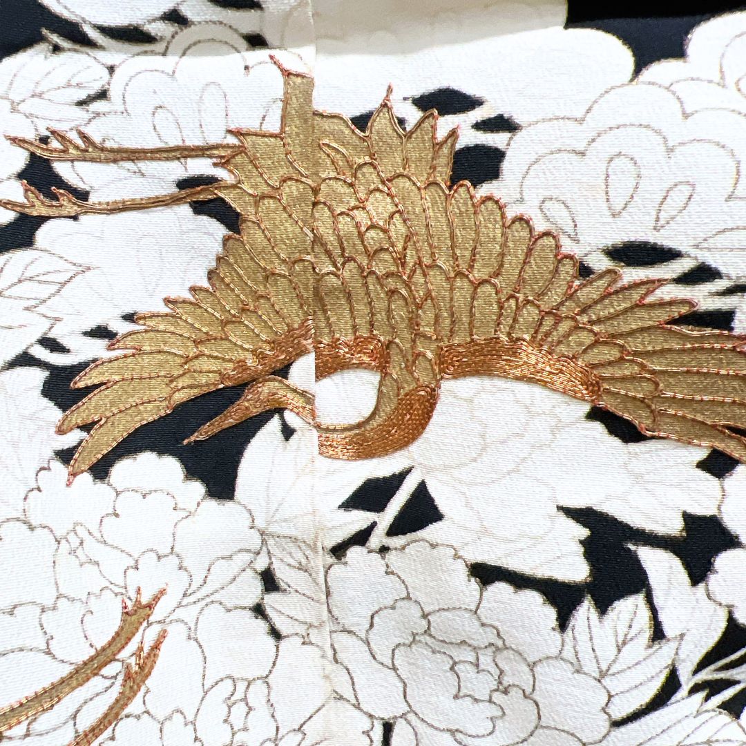 黒留袖 金駒刺繍 金彩 鶴 葵 宝尽くし 波 松竹梅 着物 122b d ms