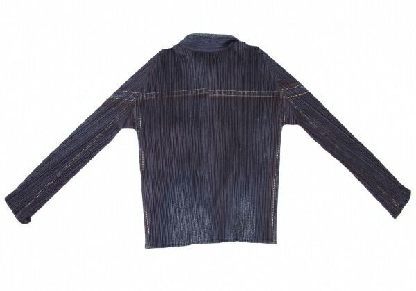 プリーツプリーズPLEATS PLEASE デニムプリントシャツジャケット 紺4