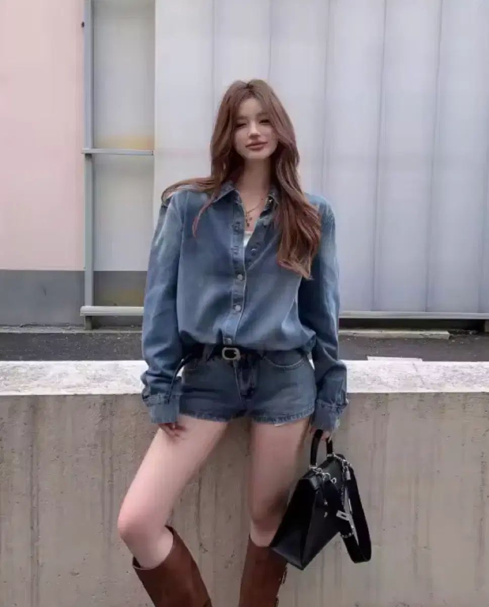 デニムシャツ ハーフパンツ セットアップ