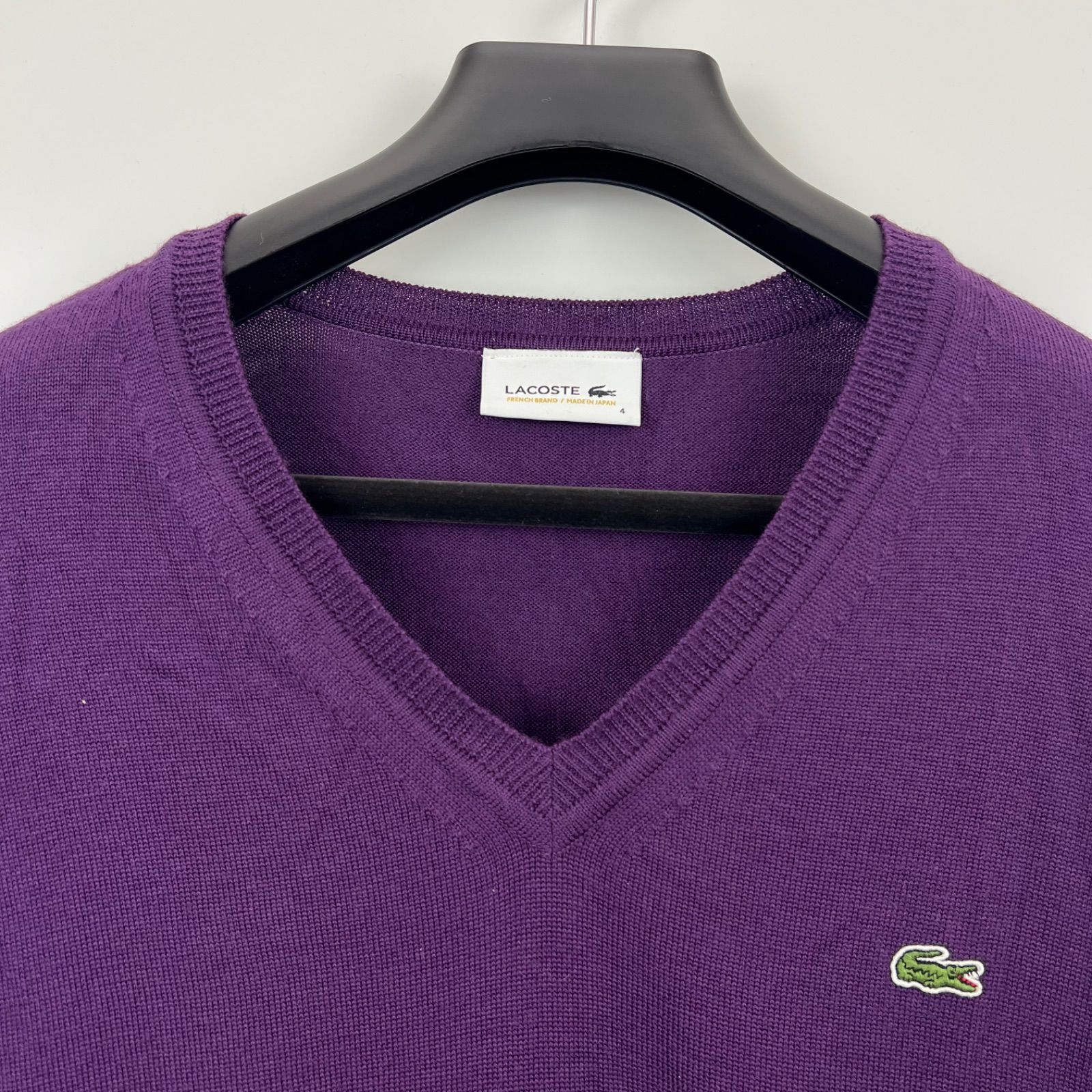 LACOSTE WOOL Vneck knit sweater 4 ラコステ ウール100% ニット 