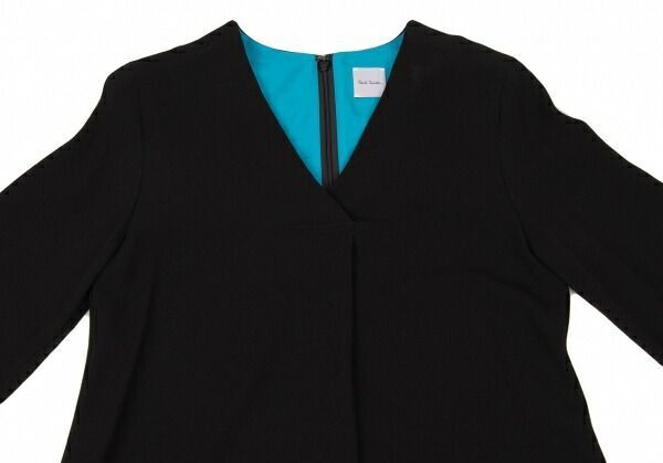 ポールスミスPaul Smith 袖マルチカラーVネックワンピース 黒マルチ38