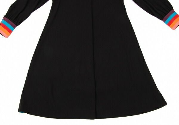 ポールスミスPaul Smith 袖マルチカラーVネックワンピース 黒マルチ38