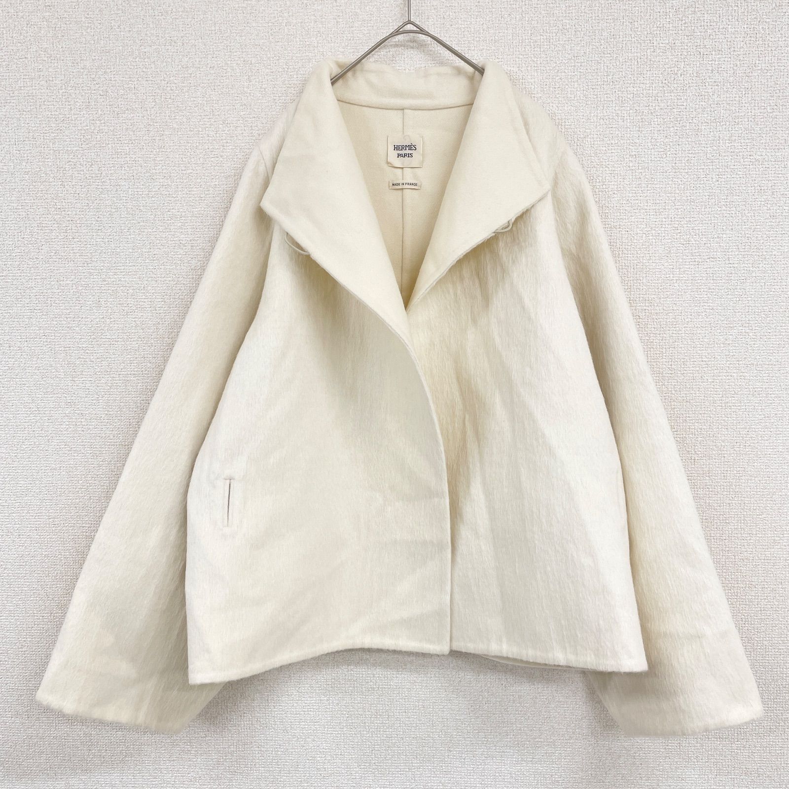 HERMES エルメス ノーカラーコート ダブルフェイス オーバーサイズ