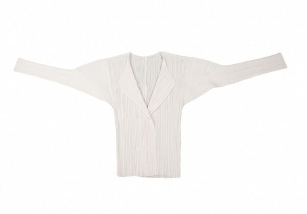 【洗える　L】プリーツプリーズ　7分袖ボレロカーディガン　ホワイト　白　サイズ3 洗える L】プリーツプリーズ 7分袖ボレロカーディガン ホワイト 白