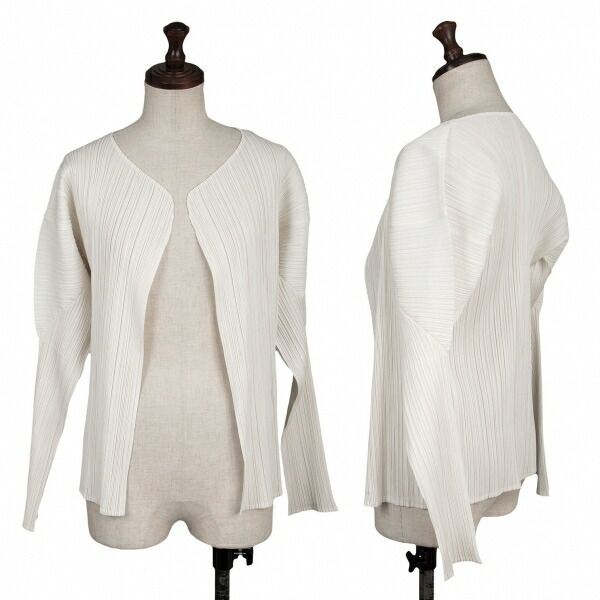 プリーツプリーズPLEATS PLEASE プリーツボタンレスカーディガン オフ プリーツプリーズPLEATS PLEASE プリーツボタンレスカーディガン オフ