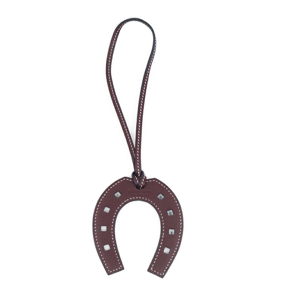 栄 エルメス パドック スイフト レザー 馬蹄 バッグチャーム 小物 その他 ブラウン 箱