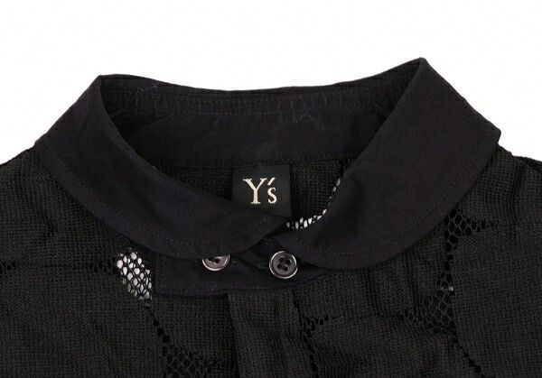 ワイズY's ドットメッシュラウンドカラー半袖シャツ 黒2 - メルカリ