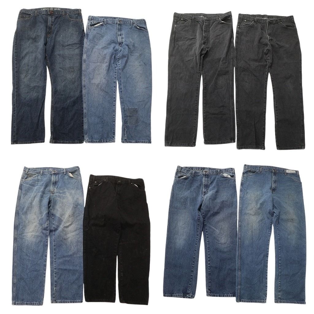 古着卸 まとめ売り ディッキーズ Dickies デニム パンツ セット メンズ 38 |40 ブラック インディゴブルー 古着 ND 0106
