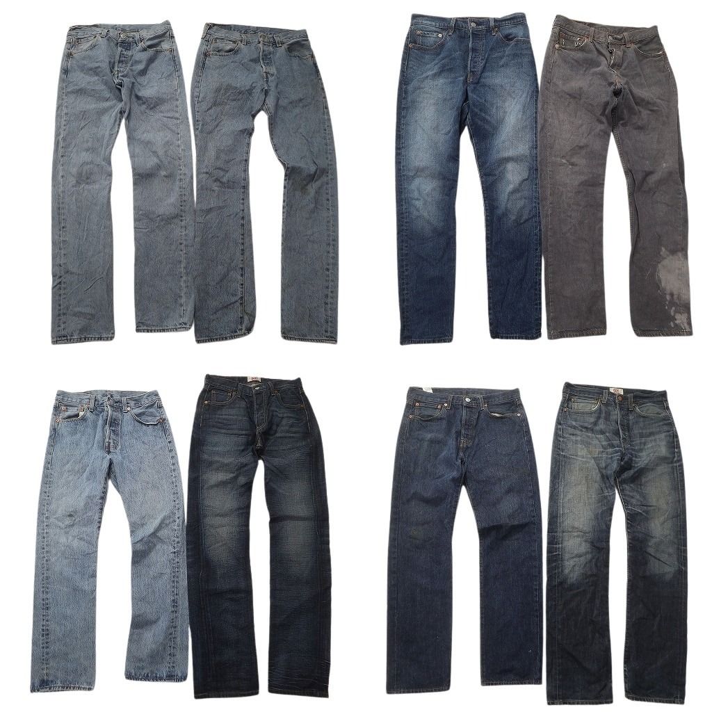 古着卸 まとめ売り リーバイス 501 デニム パンツ セット メンズ 31 |30 |28 ブラック インディゴブルー フェード 古着 ND 0140