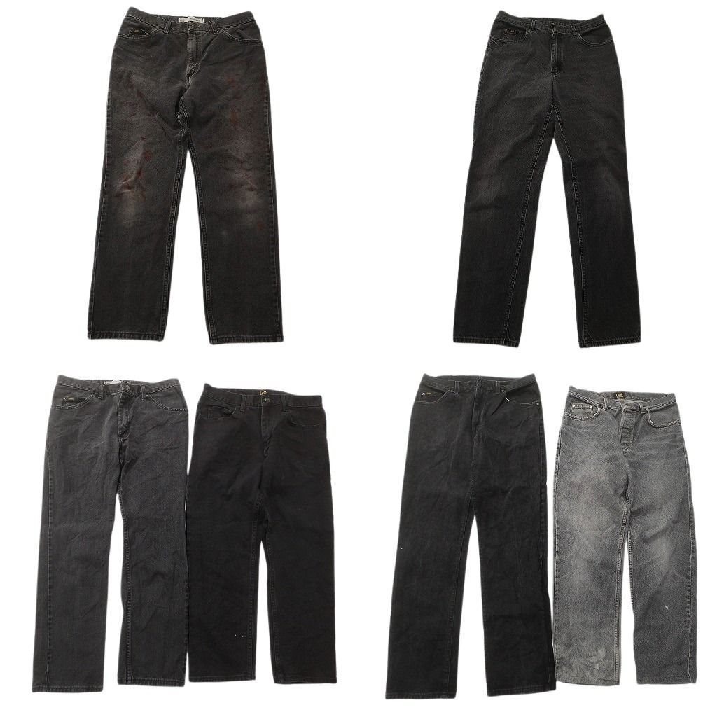 古着卸 まとめ売り LEE リー ブラックデニム パンツ セット メンズ 34 ペインティング フェード アメカジ 古着 ND 0131