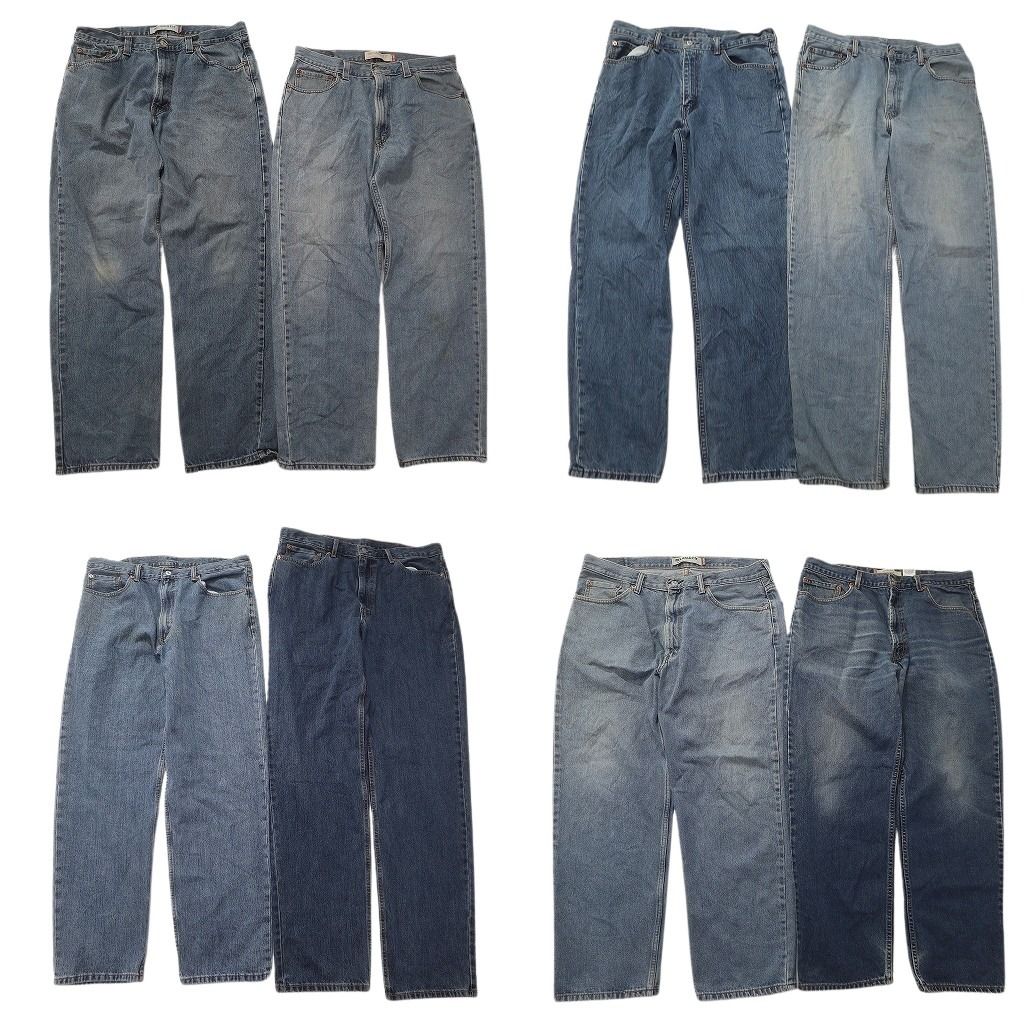 古着卸 まとめ売り リーバイス 550 デニム パンツ セット メンズ 38 |36 フェード インディゴブルー アメカジ 古着 ND 0125