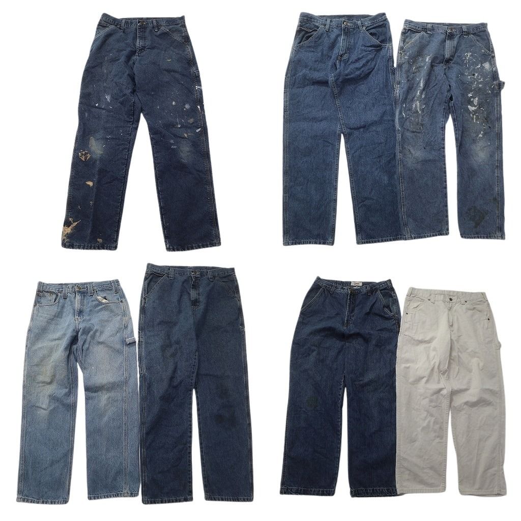 古着卸 ペインターデニム パンツ セット メンズ 34 32 30 ハンマーループ ペインティング ワーク 白 古着 ND 0124