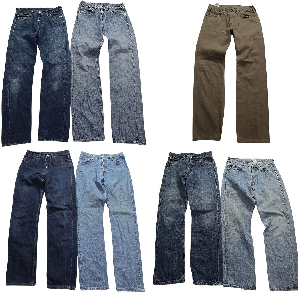古着卸 リーバイス 501 デニム パンツ セット メンズ 31 ベージュ ボタンフライ インディゴブルー 古着 ND 0160