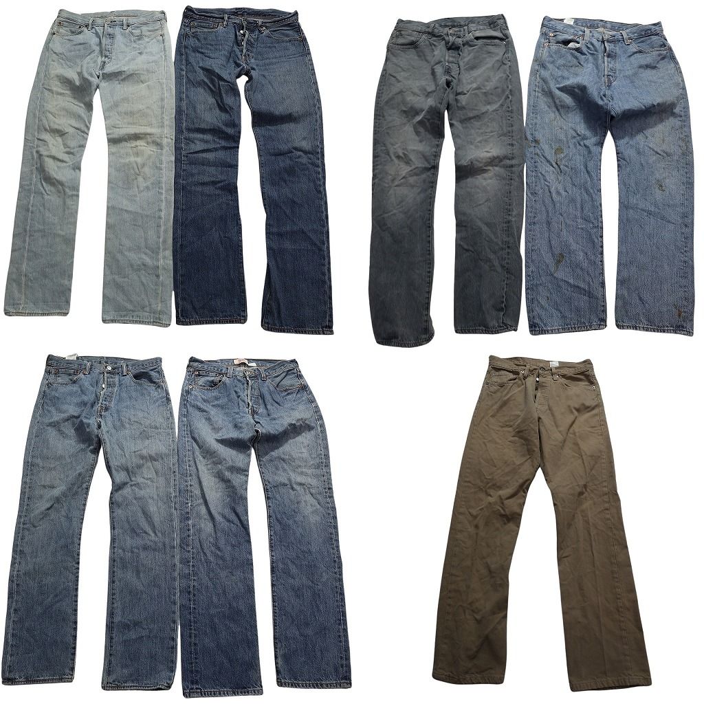 古着卸 まとめ売り リーバイス 501 デニム パンツ セット メンズ 31 |32 ベージュ ボタンフライ フェード 古着 ND 0159