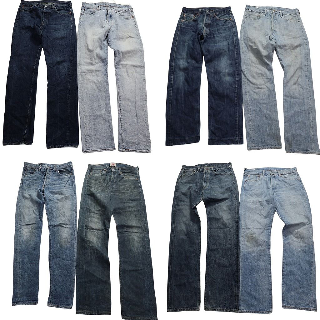 古着卸 まとめ売り リーバイス 501 デニム パンツ セット メンズ 32 |33 インディゴブルー ヒゲ フェード 古着 ND 0158
