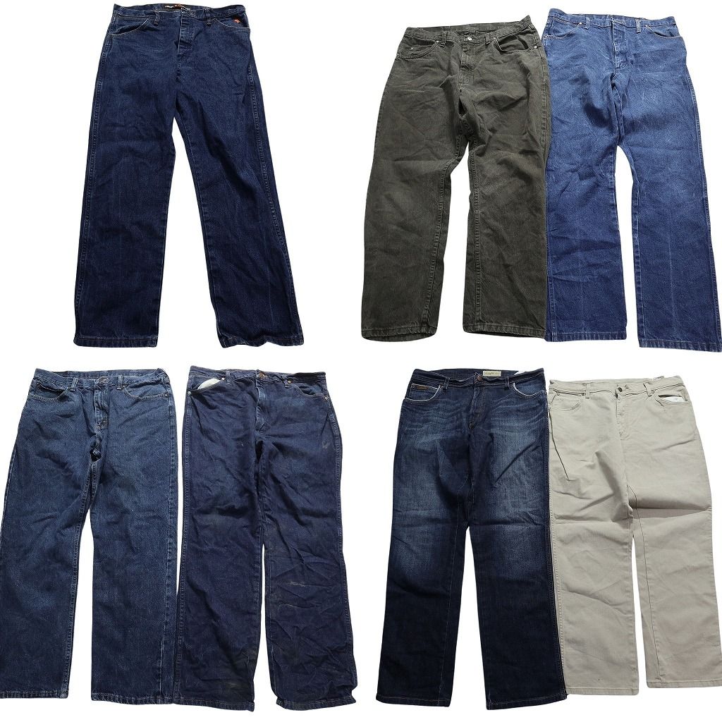 古着卸 Wrangler ラングラー デニム パンツ セット メンズ 36 38 ストレート ブラック ワイド 古着 ND 0150