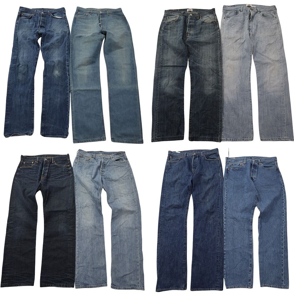 古着卸 まとめ売り リーバイス 501 デニム パンツ セット メンズ 34 ストレート インディゴブルー フェード 古着 ND 0147