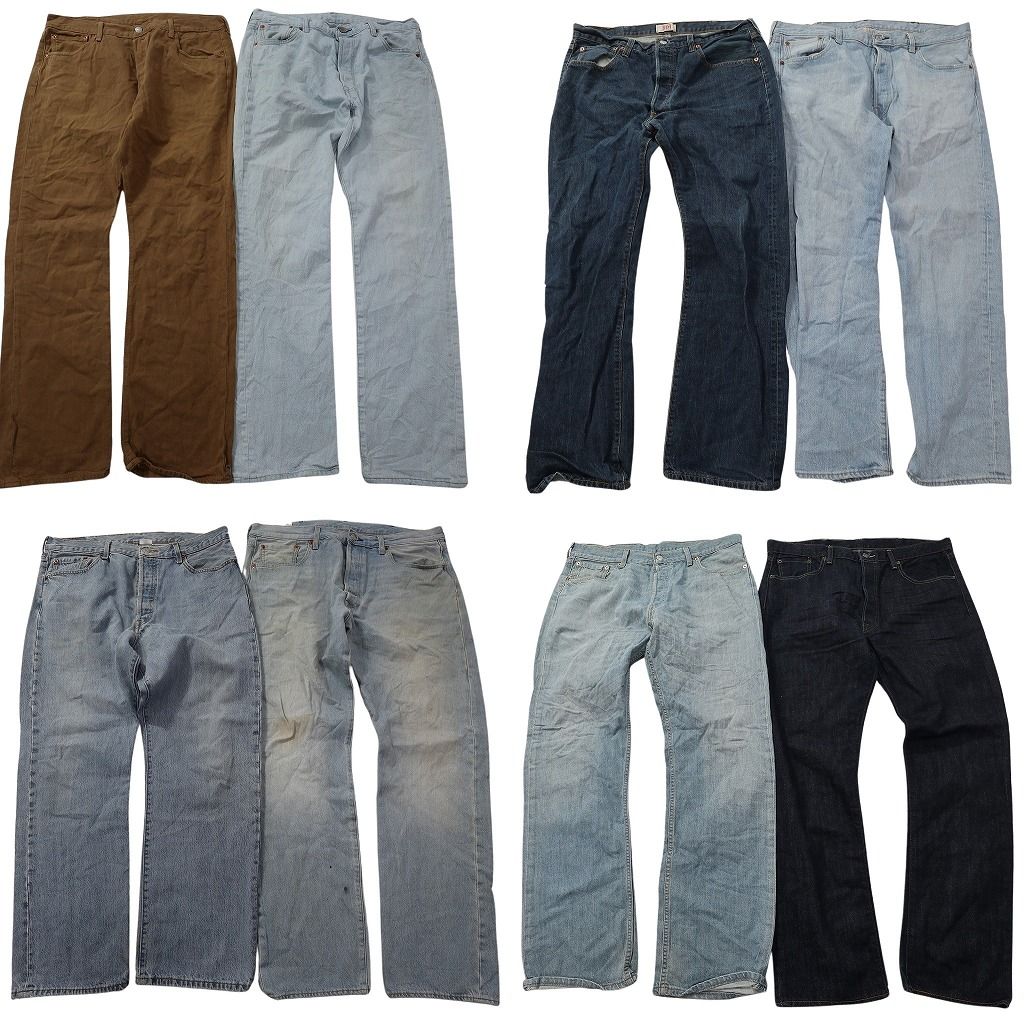 古着卸 リーバイス 501 デニム パンツ セット メンズ 36 38 ストレート フェード ブラウン系 古着 ND 0143