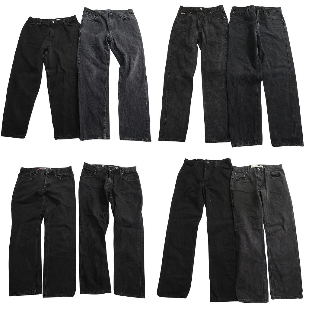 古着卸 まとめ売り ブラックデニム パンツ セット メンズ 36 |35 |34 アメカジ フェード 古着 ND 0178