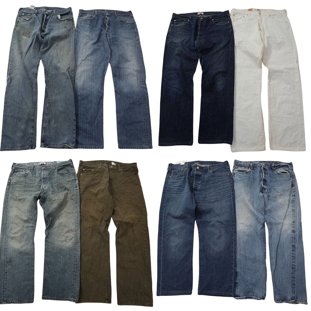 古着卸 リーバイス 501 デニム パンツ セット メンズ 38 40 ホワイト ヒゲ 古着 ND 0142