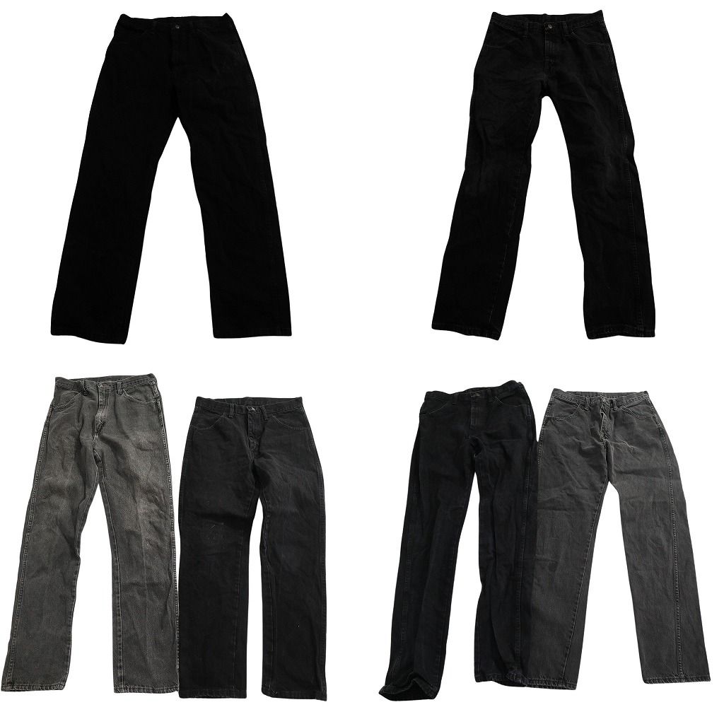 古着卸 まとめ売り RUSTLER ラスラー ブラックデニム パンツ セット メンズ 33 |32 フェード アメカジ 古着 ND 0175