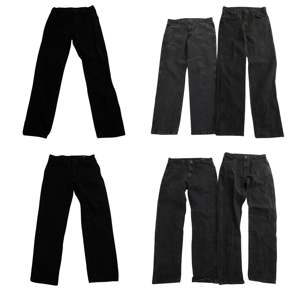 古着卸 まとめ売り RUSTLER ラスラー ブラックデニム パンツ 6枚セット メンズ 34 アメカジ フェード 古着 ND0173