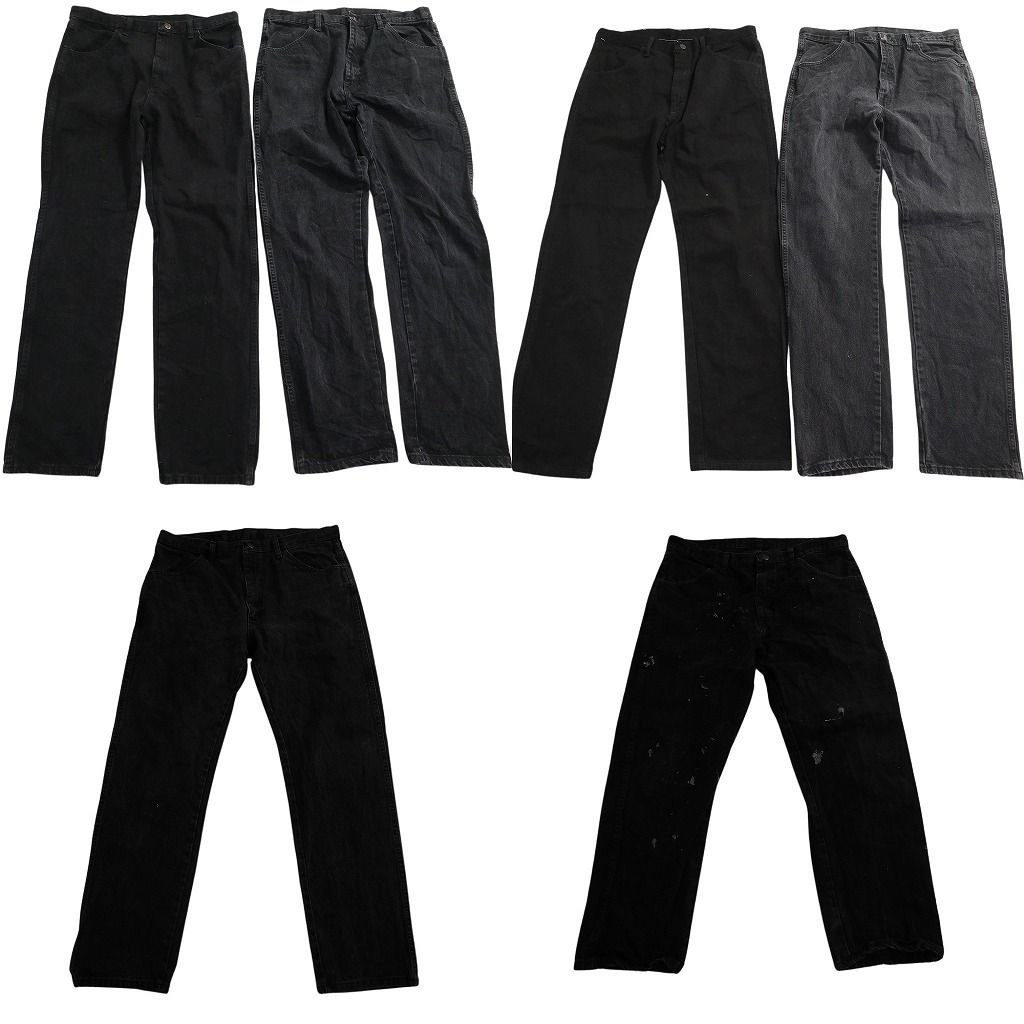 古着卸 まとめ売り RUSTLER ラスラー ブラックデニム パンツ セット メンズ 36 フェード アメカジ 古着 ND 0172