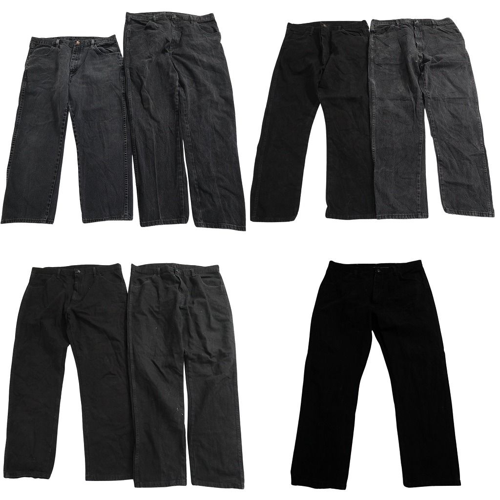古着卸 まとめ売り RUSTLER ラスラー ブラックデニム パンツ セット メンズ 38 |40 アメカジ フェード 古着 ND 0168