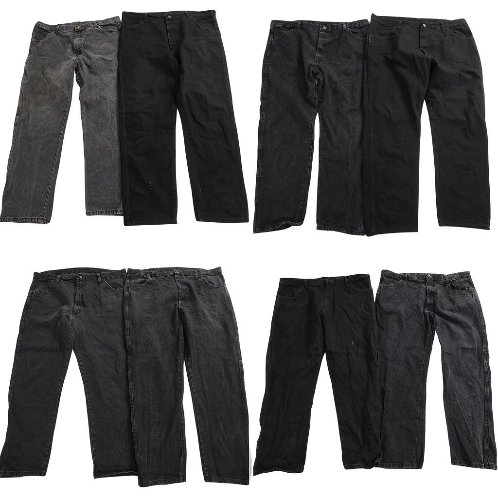 古着卸 まとめ売り RUSTLER ラスラー ブラックデニム パンツ セット メンズ 42 |40 フェード アメカジ 古着 ND 0167