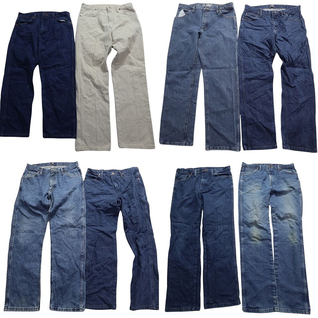 古着卸 Wrangler ラングラー デニム パンツ セット メンズ 34 35 ストレート インディゴブルー 古着 ND 0152