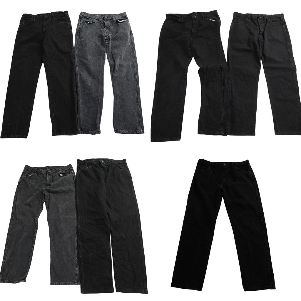 古着卸 RUSTLER ラスラー ブラックデニム パンツ セット メンズ 38 36 フェード アメカジ 古着 ND 0164