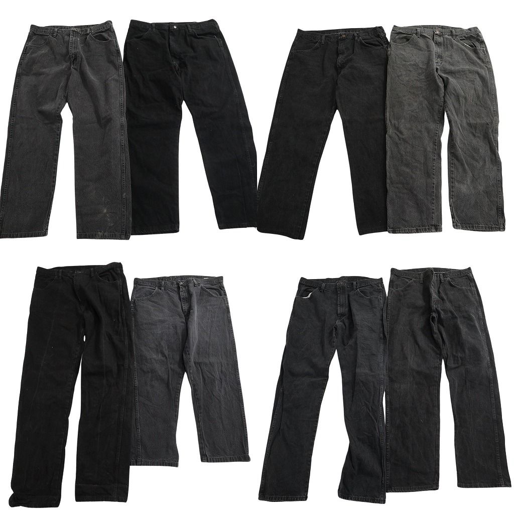 古着卸 まとめ売り RUSTLER ラスラー ブラックデニム パンツ セット メンズ 38 フェード アメカジ グランジ 古着 ND 0163