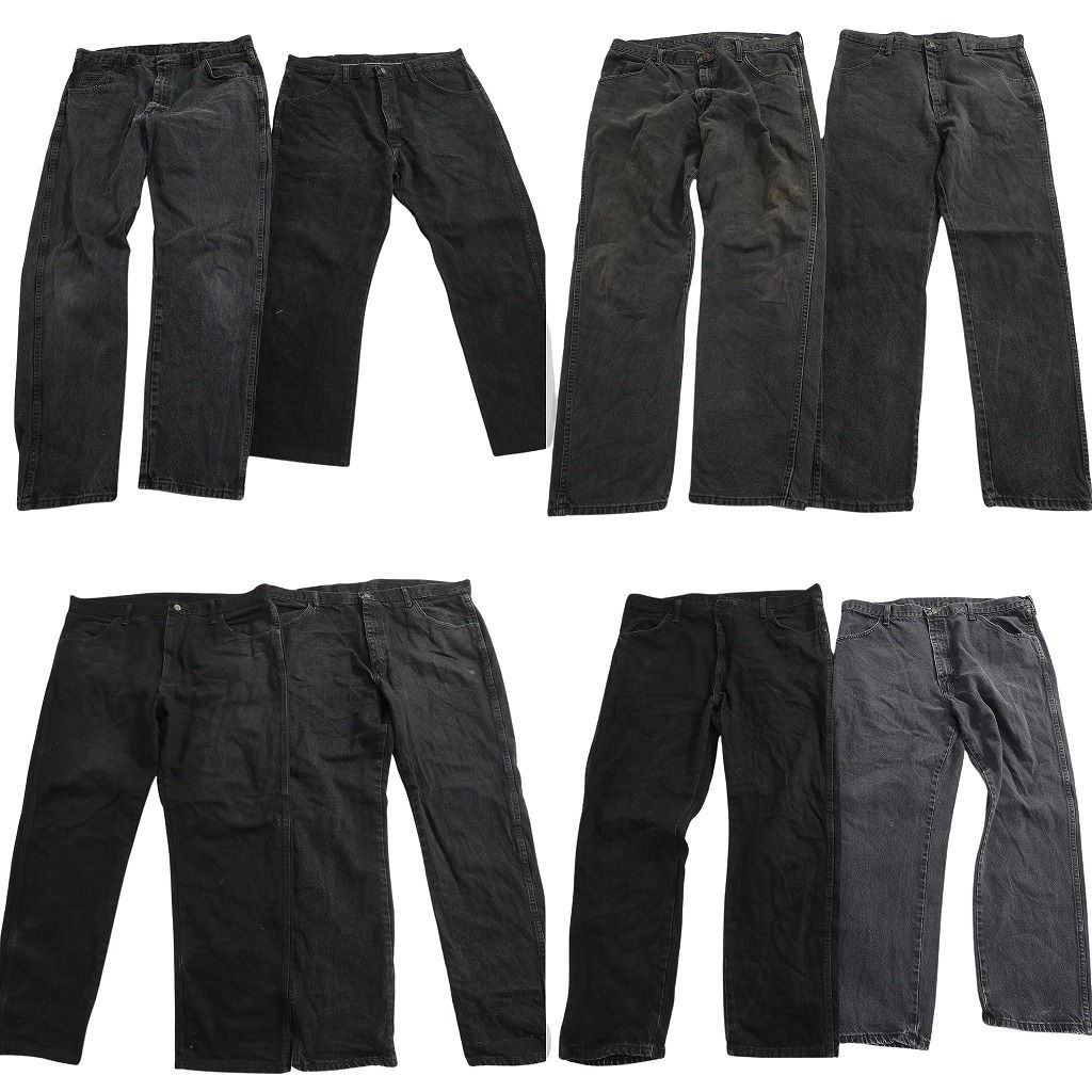古着卸 まとめ売り RUSTLER ラスラー ブラックデニム パンツ セット メンズ 40 |38 アメカジ フェード 古着 ND 0162