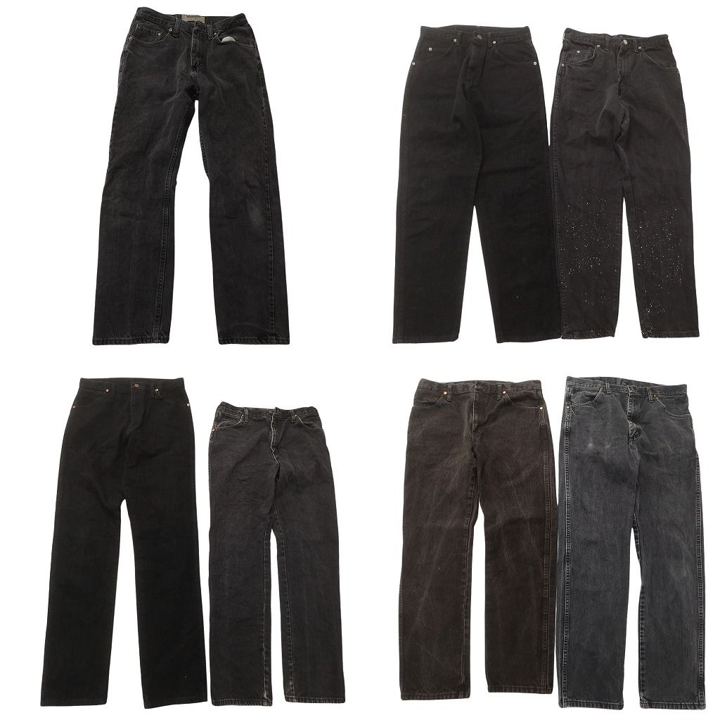 古着卸 まとめ売り Wrangler ラングラー ブラックデニム パンツ セット メンズ 33 |32 |31 |30 ペインティング 古着 ND 0200