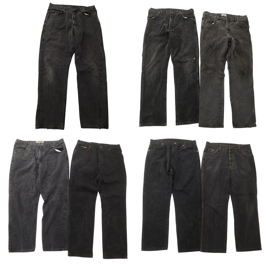 古着卸 Wrangler ラングラー ブラックデニム パンツ セット メンズ 36 35 ペインティング 古着 ND 0198