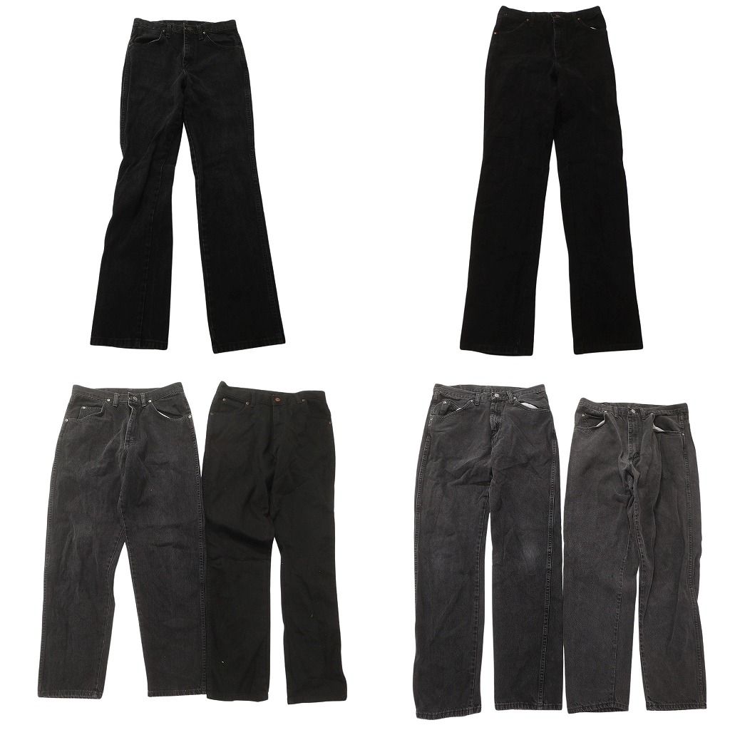 古着卸 Wrangler ラングラー ブラックデニム パンツ セット メンズ 34 33 32 29 革パッチ フェード 古着 ND 0197