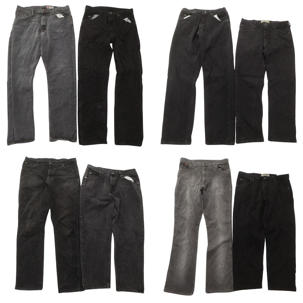 古着卸 まとめ売り Wrangler ラングラー ブラックデニム パンツ セット メンズ 36 |34 フェード アメカジ 古着 ND 0196