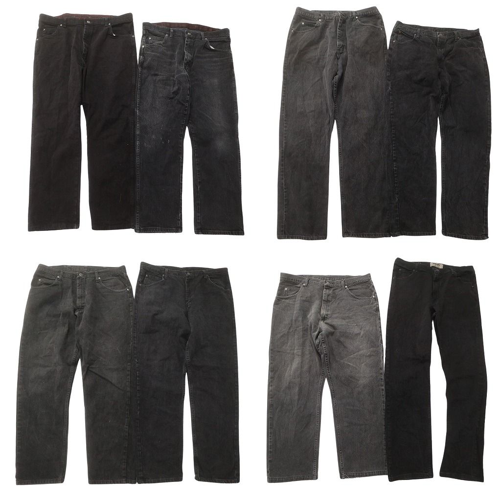 古着卸 Wrangler ラングラー ブラックデニム パンツ セット メンズ 40 38 グランジ フェード アメカジ 古着 ND 0194