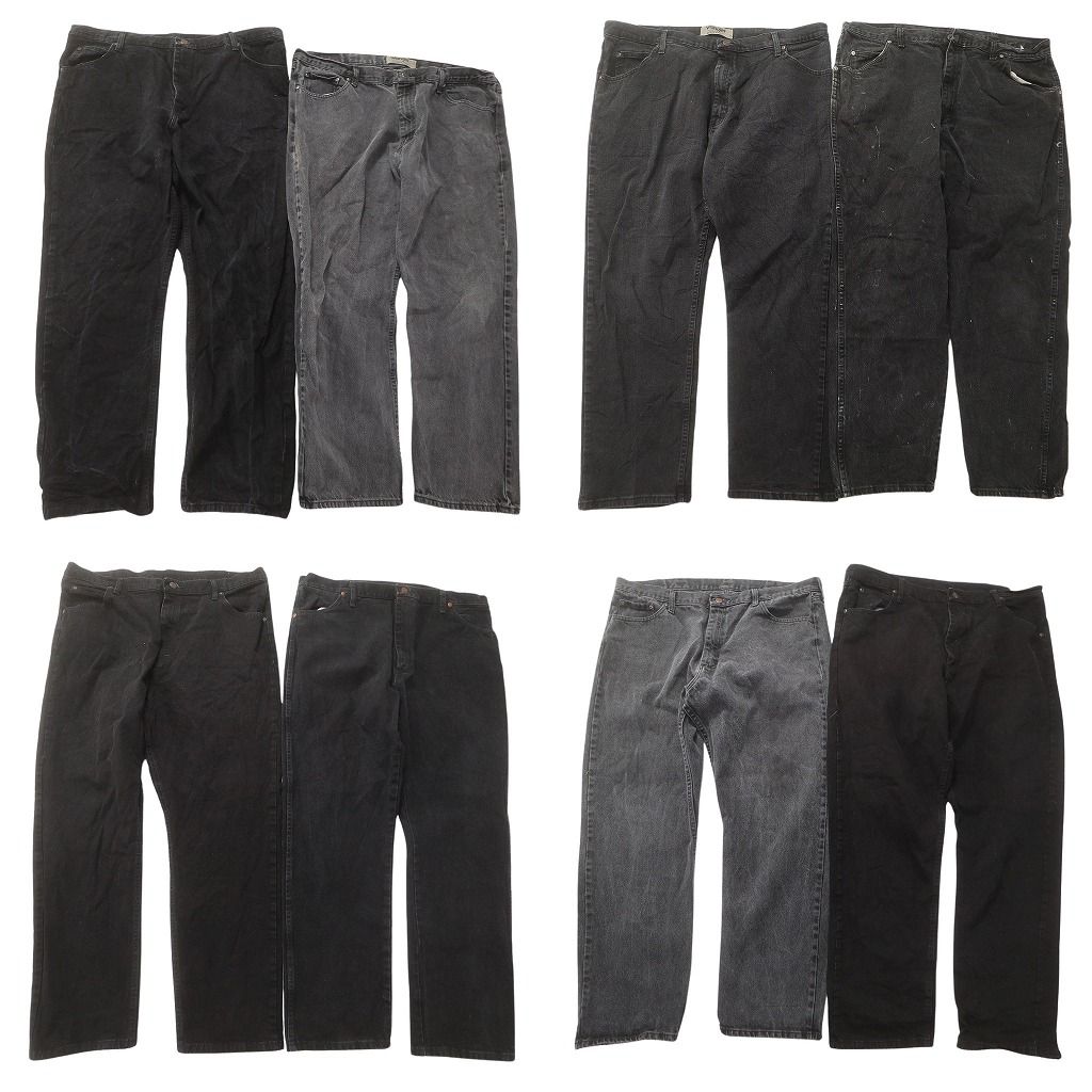 古着卸 Wrangler ラングラー ブラックデニム パンツ セット メンズ 40 42 ペインティング フェード 古着 ND 0193