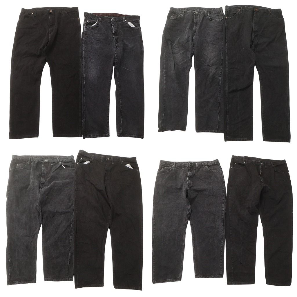 古着卸 まとめ売り Wrangler ラングラー ブラックデニム パンツ セット メンズ 44 |42 フェード アメカジ 古着 ND 0188