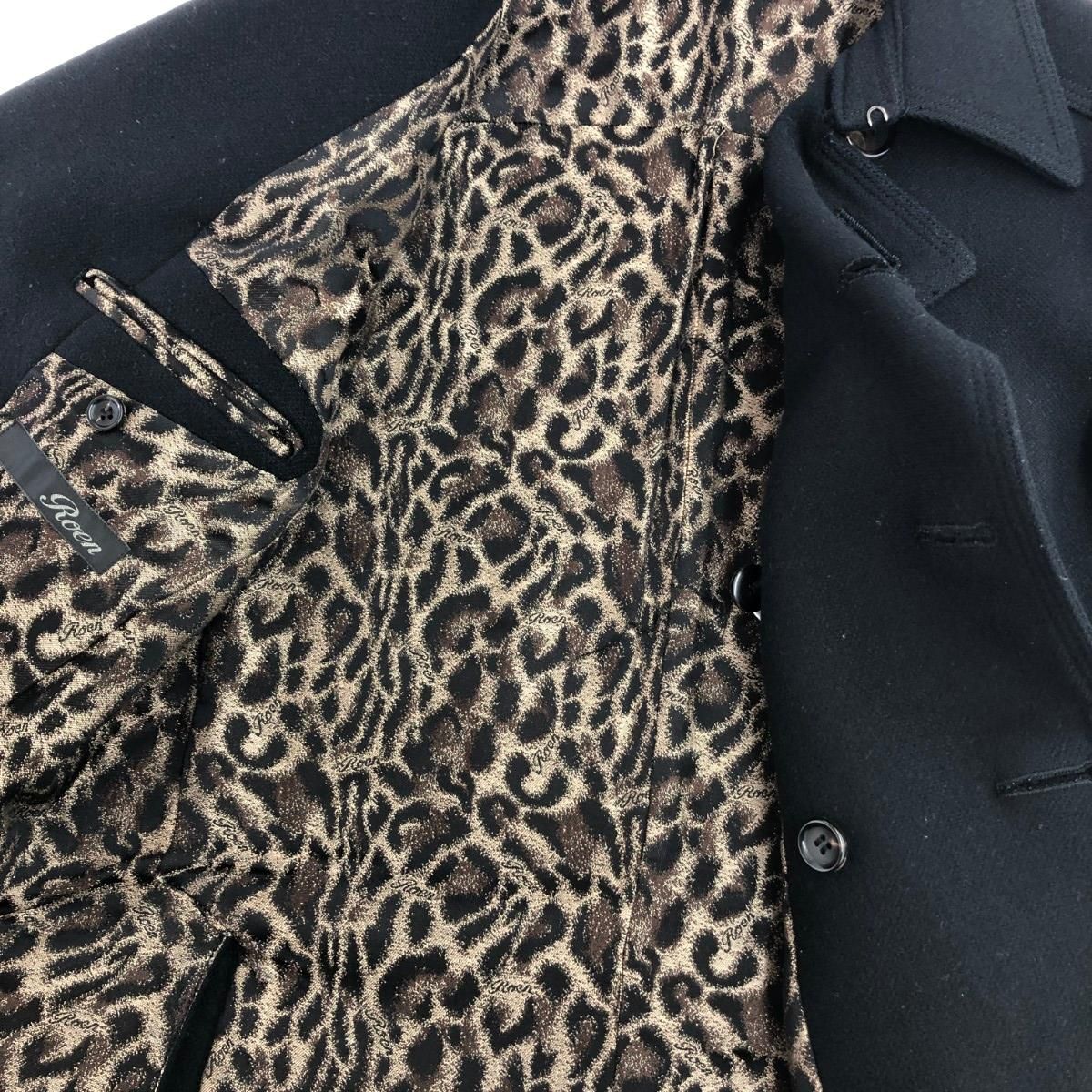 Roen ロエン ピーコート サイズ:46 ウール/裏地レオパード/スカル