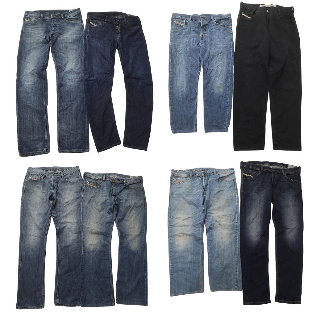 古着卸 まとめ売り ディーゼル DIESEL デニム パンツ セット メンズ 38 |36 |34 ブラック インディゴブルー フェード ND 0184