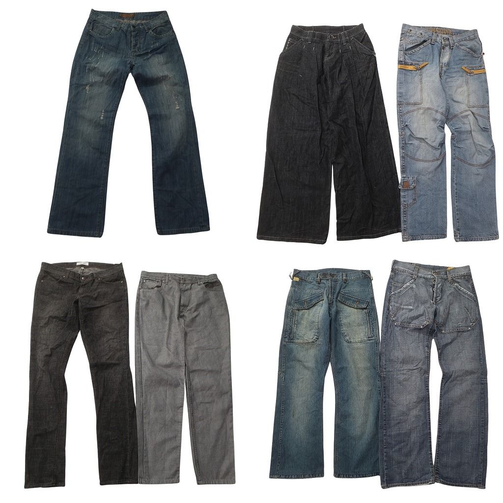 古着卸 ディーゼル DIESEL デニム パンツ セット メンズ 32 31 ダブルニー マルチポケット フェード 古着 ND 0183