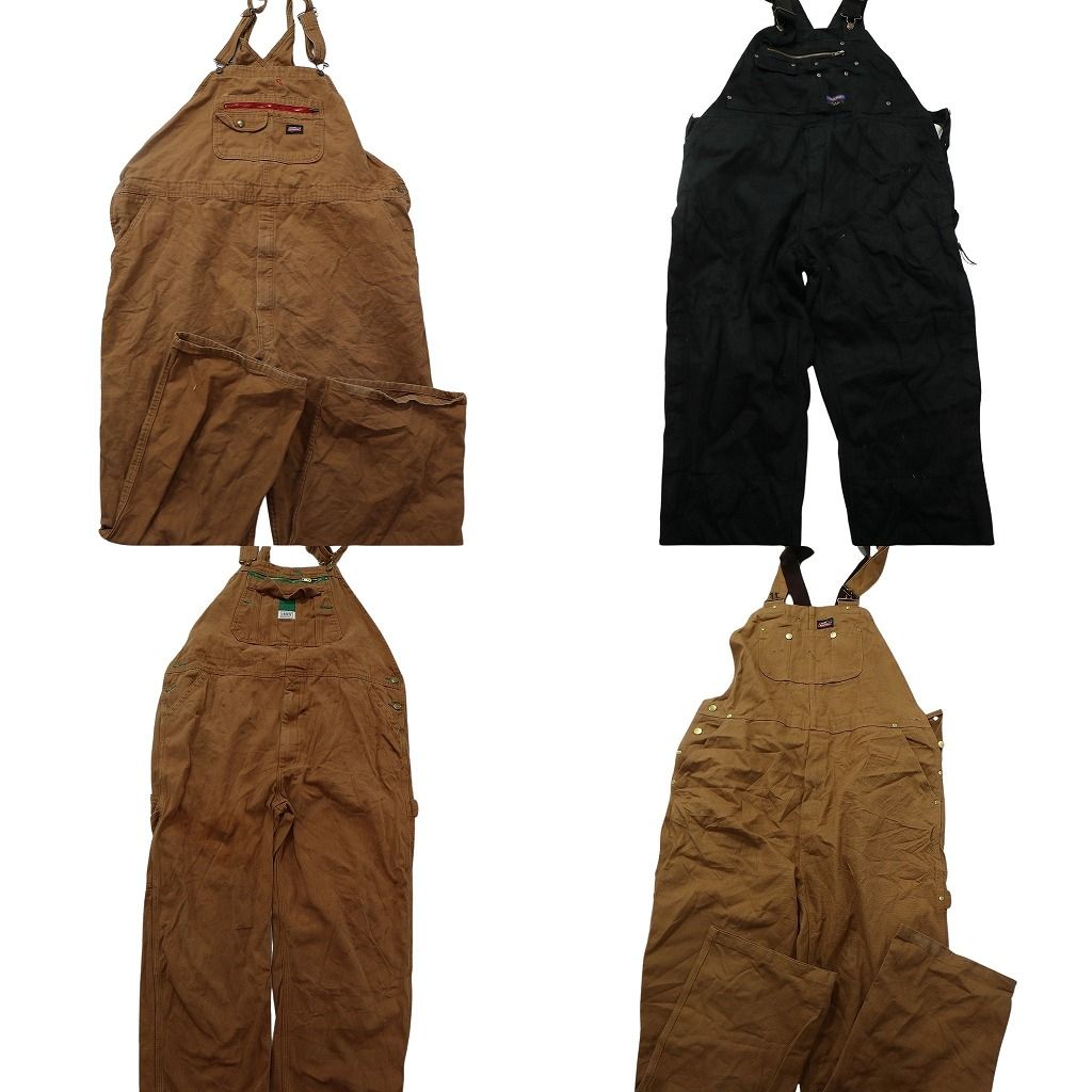 古着卸 まとめ売り ダック地 オーバーオール セット メンズ 42 |44 |XL |3 XL ディキーズ リバティ ブラック ベージュ ND 0219