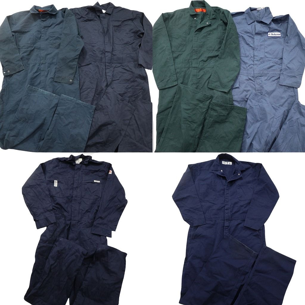 古着卸 まとめ売り 長袖 オールインワン セット メンズ 48 |46 |44 |42 ネイビー 緑 ジャンプスーツ フライトスーツ 古着 ND 0212